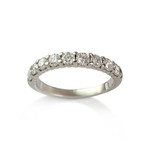 Pre-owned half-round ring in 750 white gold with diamonds - view 1