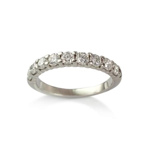 Bague demi tour d'occasion or 750 blanc diamants