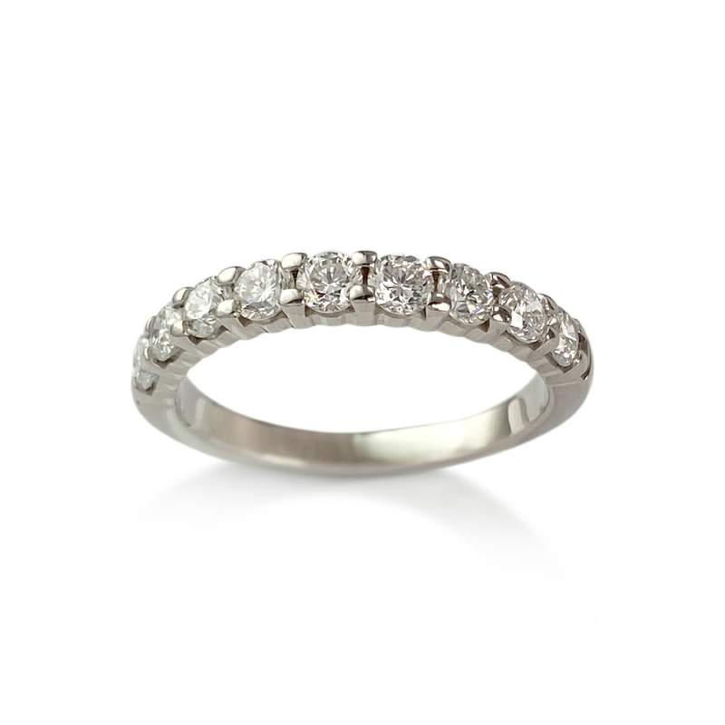 Bague demi tour d'occasion or 750 blanc diamants - vue 1