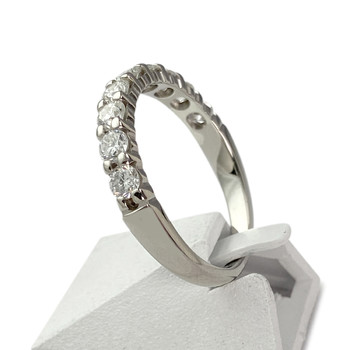 Tweedehands halfronde ring in 750 witgoud met diamanten