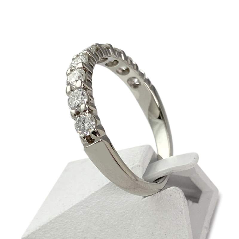 Bague demi tour d'occasion or 750 blanc diamants - vue 2