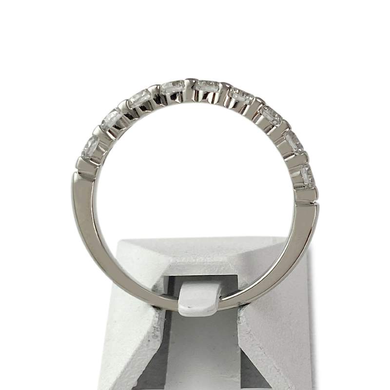 Bague demi tour d'occasion or 750 blanc diamants - vue 3