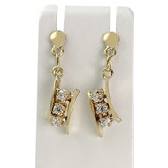 Boucles d'oreilles pendants d'occasion or 750 jaune zirconias