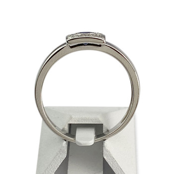 Tweedehands 750 witgouden diamanten saffieren ring