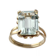 Bague d'occasion or 750 jaune aigue marine