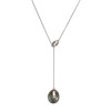 Collier d'occasion or 375 blanc maille forçat perle de tahiti diamants 42 cm - vue V1