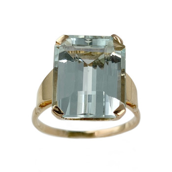 Second hand gold 750 yellow aquamarine ring
