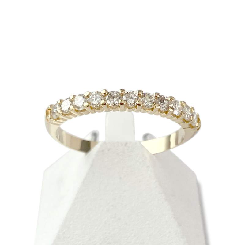 Bague demi tour d'occasion or 750 jaune diamants - vue 1
