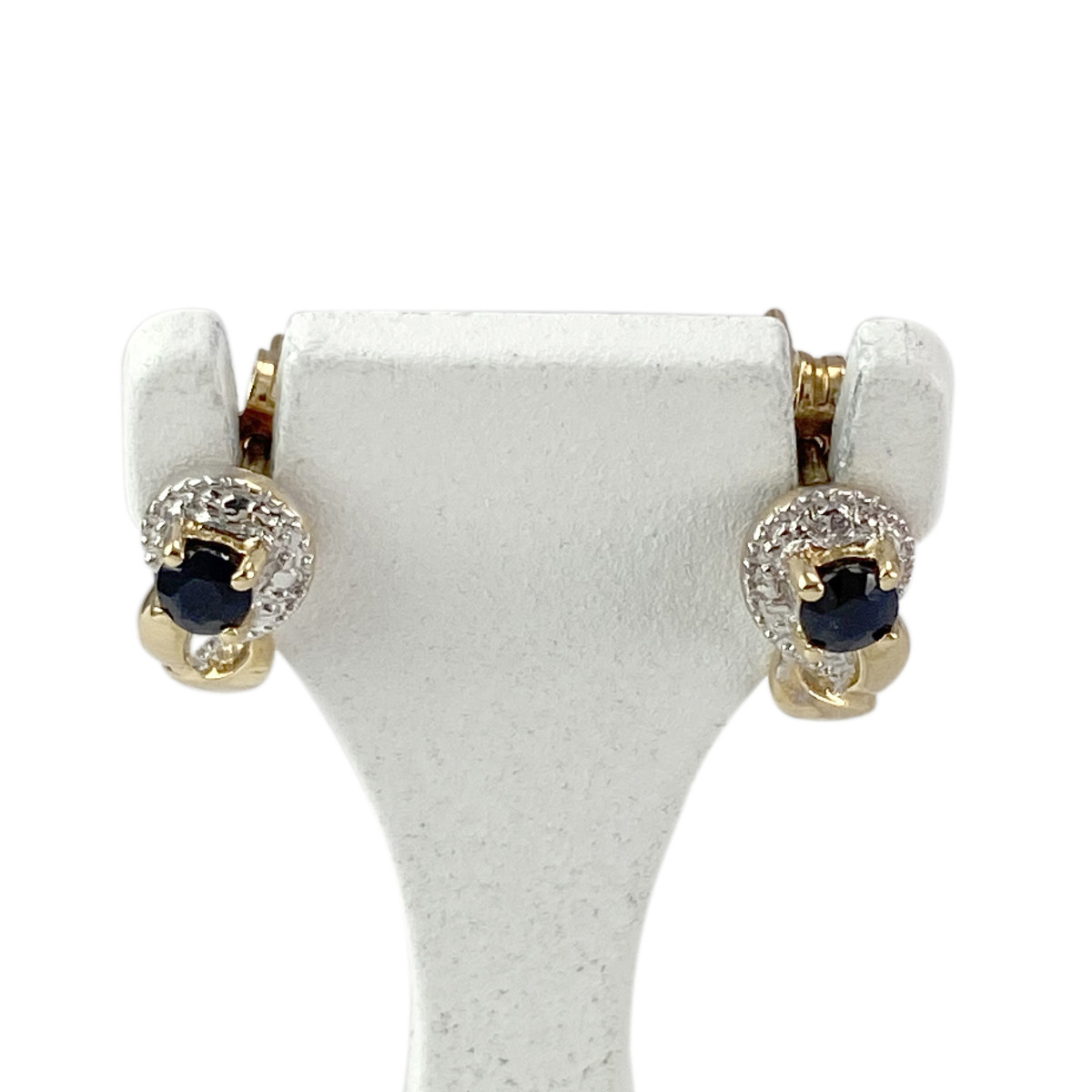 Boucles d'oreilles clous d'occasion or 750 2 tons saphirs