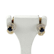 Boucles d'oreilles clous d'occasion or 750 2 tons saphirs