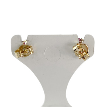 Boucles d'oreilles clous d'occasion or 750 jaune rubis zirconias