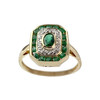 Bague d'occasion or 750 2 tons diamants émeraudes - vue V1