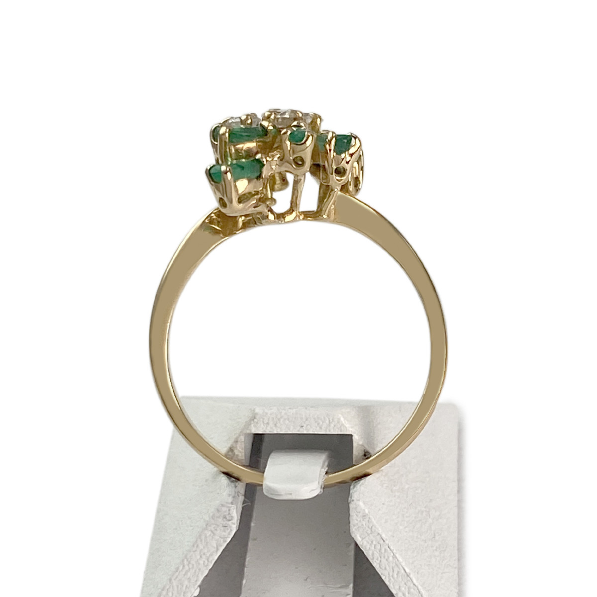 Bague d'occasion or 750 jaune diamants émeraudes - vue 3