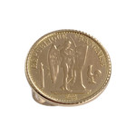 Bague d'occasion or 750 jaune porte pièce 'république française 20 francs 1877' - vue 1