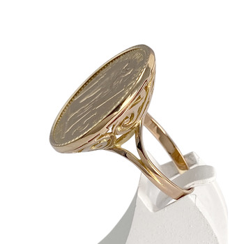 Bague d'occasion or 750 jaune porte pièce 'république française 20 francs 1877'