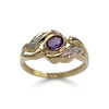 Bague d'occasion or 750 2 tons améthyste diamants - vue V1