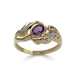 Bague d'occasion or 750 2 tons améthyste diamants - vue 1