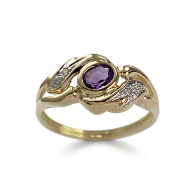 Bague d'occasion or 750 2 tons améthyste diamants - vue 1