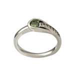 Bague d'occasion or 585 blanc diamants vert et blancs - vue 1