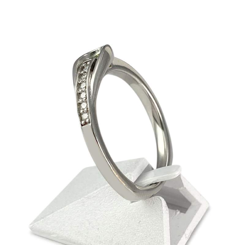 Bague d'occasion or 585 blanc diamants vert et blancs - vue 2