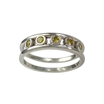 Bague d'occasion or 585 blanc diamants jaunes