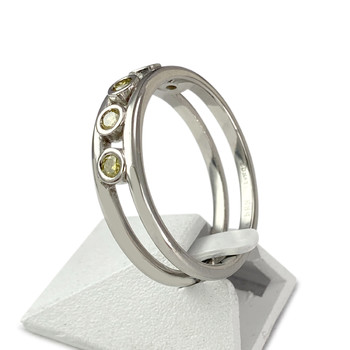 Bague d'occasion or 585 blanc diamants jaunes