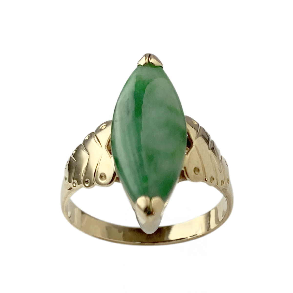 Bague marquise d'occaison or 750 jaune jade