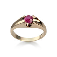 Second-hand gold ring 750 yellow synthetic corundum