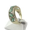 Bague d'occasion or 750 blanc émeraudes saphirs diamants - vue V2