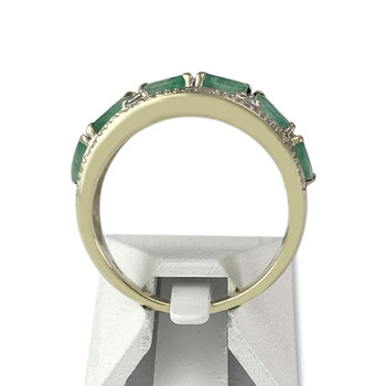 Second-hand gold ring 750 white emeralds sapphires diamonds