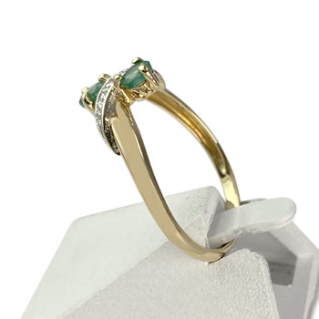 Bague d'occasion or 750 2 tons émeraudes diamant