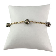 Bracelet d'occasion or 750 jaune maille jaseron perles de tahiti 21 cm