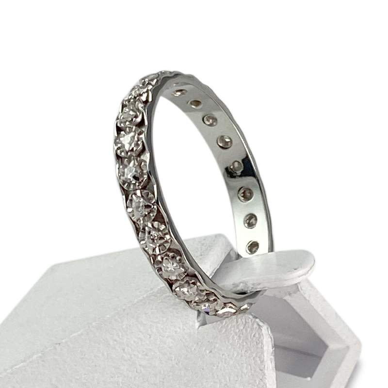 Bague d'occasion or 750 blanc diamants - vue 2