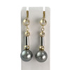 Boucles d'oreilles pendants d'occasion 2 ors 750 perles de tahiti - vue V1