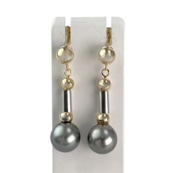 Second hand earrings 2 gold 750 Tahitian pearls