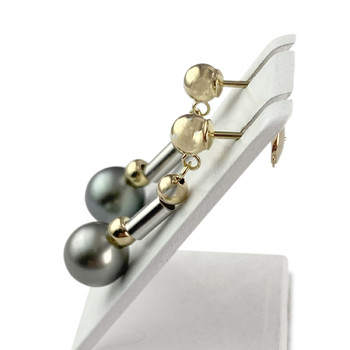 Second hand earrings 2 gold 750 Tahitian pearls