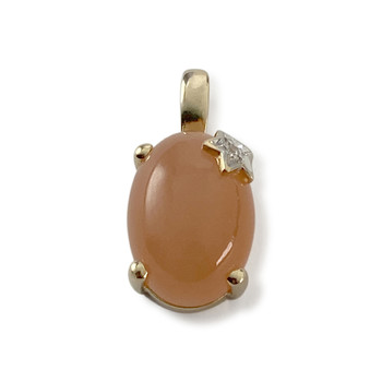 Tweedehands 2-tone 750 gouden maansteen en diamanten hanger