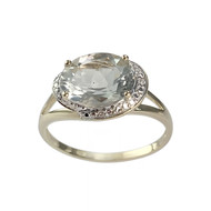 Bague d'occasion or 375 2 tons quartz vert diamants