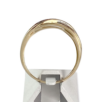 Second hand ring gold 750 2 tones ruby diamonds