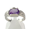 Bague d'occasion or 750 blanc améthyste diamants - vue V1