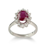 Bague d'occasion or 750 blanc rubis diamants - vue 1
