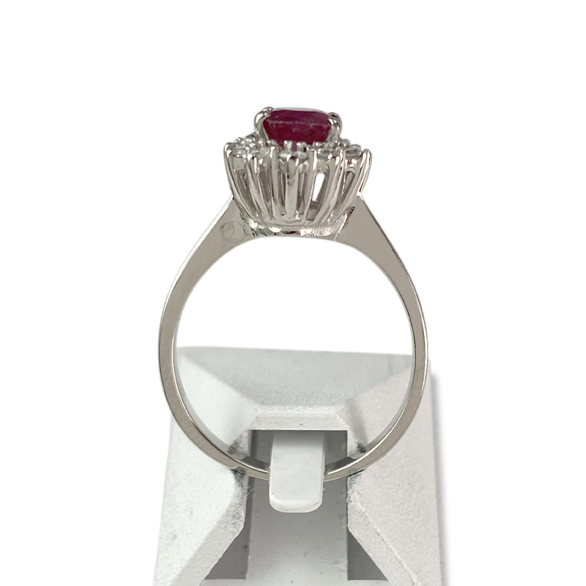 Bague d'occasion or 750 blanc rubis diamants - vue 3