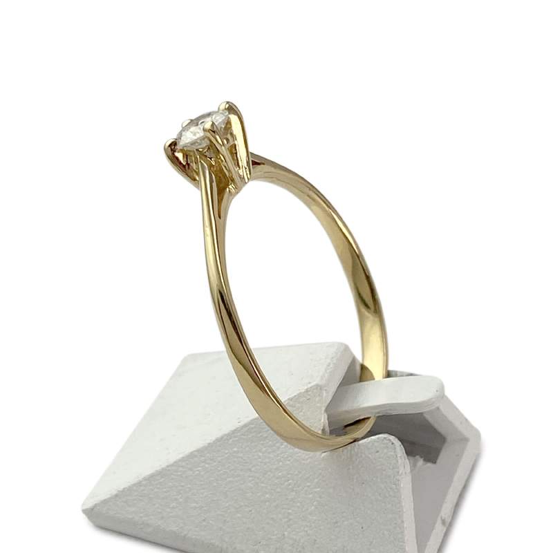 Solitaire d'occasion or 750 jaune diamant - vue 2