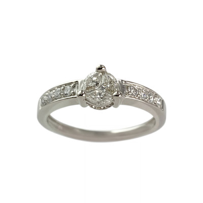 Pre-owned 750 white gold ring with diamonds - view 1