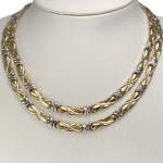 Collier d'occasion double rang or bicolore 750, maille fantaisie, 41 cm - vue 2