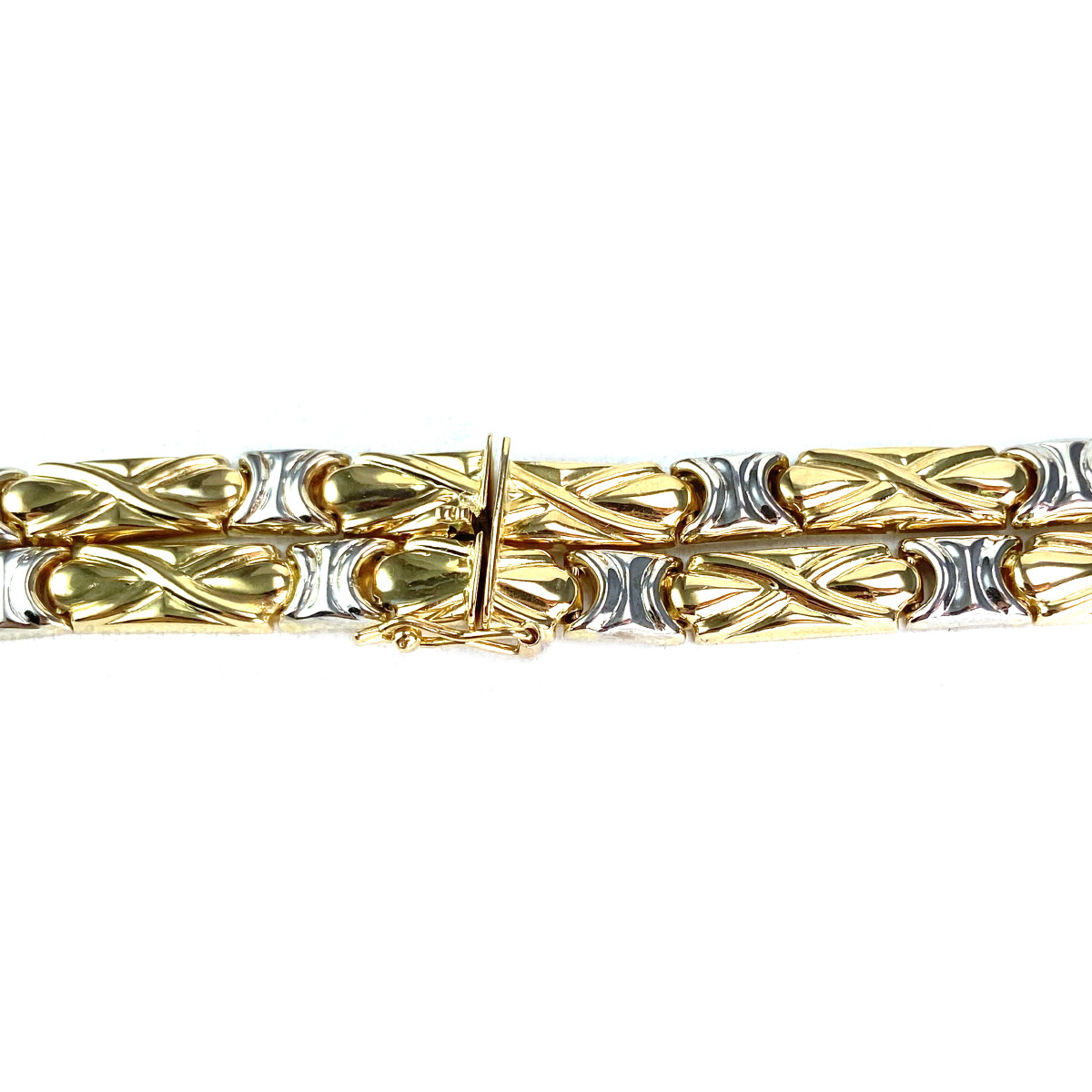 Collier double rang d'occasion  or 2 tons 750 maille fantaisie 41 cm - vue 3