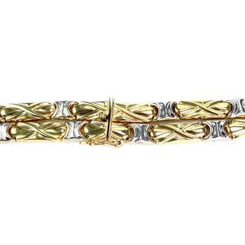 Collier d'occasion double rang or bicolore 750, maille fantaisie, 41 cm