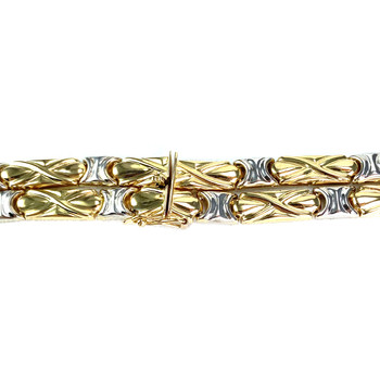 Collier double rang d'occasion  or 2 tons 750 maille fantaisie 41 cm