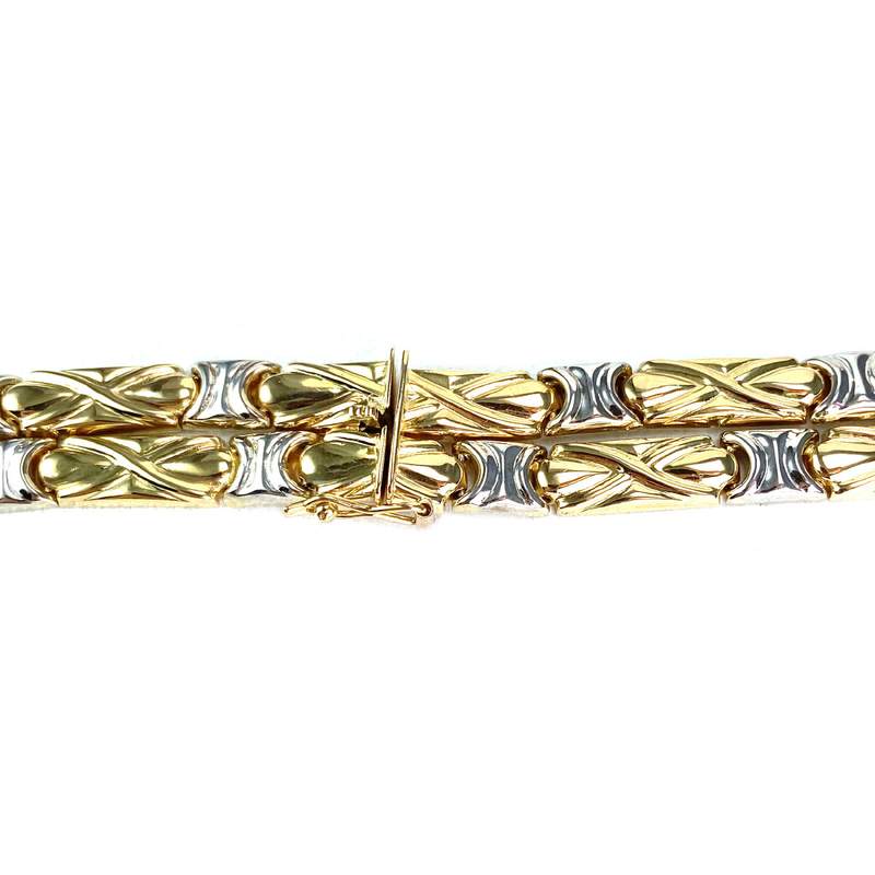 Collier double rang d'occasion  or 2 tons 750 maille fantaisie 41 cm - vue 3