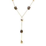 Collier d'occasion or 750 jaune maille jaseron quartzs fumés 42 cm - vue 1